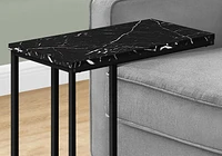 Monarch Specialties Accent Table, C-shaped, End, Side, Snack, Living Room, Bedroom, Metal, Laminate, Black Marble Look, Contemporary, Modern