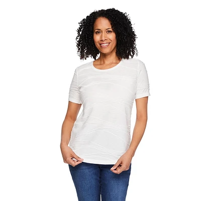 T-shirt à manches courtes avec texture ondulée Iyla pour femmes Tailles P-TG