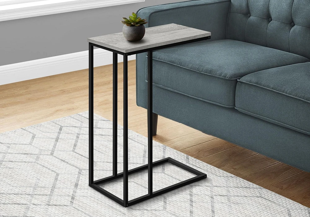 Monarch Specialties Accent Table, C-shaped, End, Side, Snack, Living Room, Bedroom, Metal, Laminate, Grey, Black, Contemporary, Modern