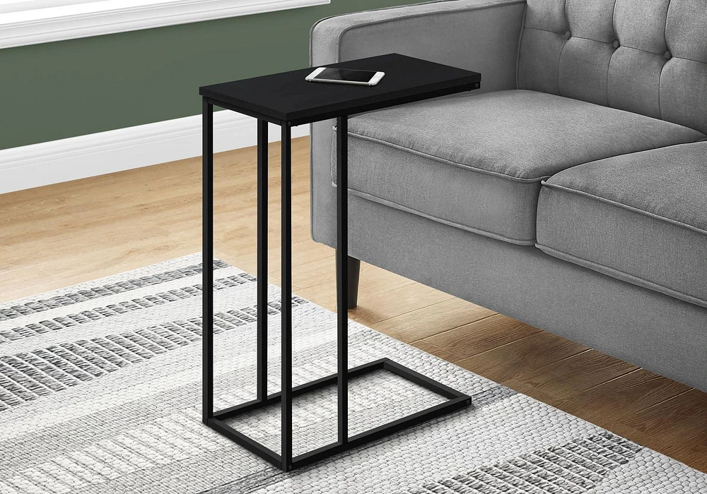 Monarch Specialties Accent Table, C-shaped, End, Side, Snack, Living Room, Bedroom, Metal, Laminate, Black, Contemporary