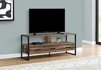 Monarch Specialties Tv Stand, 48 Inch, Console, Media Entertainment Center, Storage Drawers, Living Room, Bedroom, Laminate, Metal, Brown, Black, Contemporary, Modern