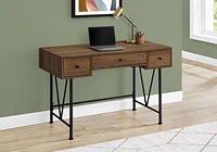 Monarch Specialties Computer Desk, Home Office, Laptop, Storage Drawers, 48"l, Work, Metal, Laminate, Walnut, Black, Transitional