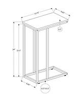 Monarch Specialties Accent Table, C-shaped, End, Side, Snack, Living Room, Bedroom, Metal, Laminate, Grey, Black, Contemporary, Modern