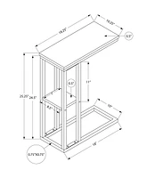 Monarch Specialties Accent Table, C-shaped, End, Side, Snack, Living Room, Bedroom, Metal, Laminate, Brown, Black, Contemporary, Modern