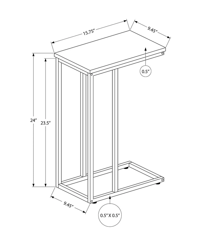 Monarch Specialties Accent Table, C-shaped, End, Side, Snack, Living Room, Bedroom, Metal, Laminate, Black, Contemporary