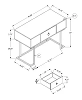 Monarch Specialties Computer Desk, Home Office, Laptop, Storage Drawers, 42"l, Work, Metal, Laminate, Glossy White, Black, Contemporary, Modern