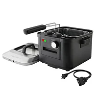 Mainstays 4L Deep Fryer, Stainless Steel Lid, Electric, New MS-202398CN, Black Matte