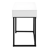 Monarch Specialties Computer Desk, Home Office, Laptop, Storage Drawers, 42"l, Work, Metal, Laminate, Glossy White, Black, Contemporary, Modern