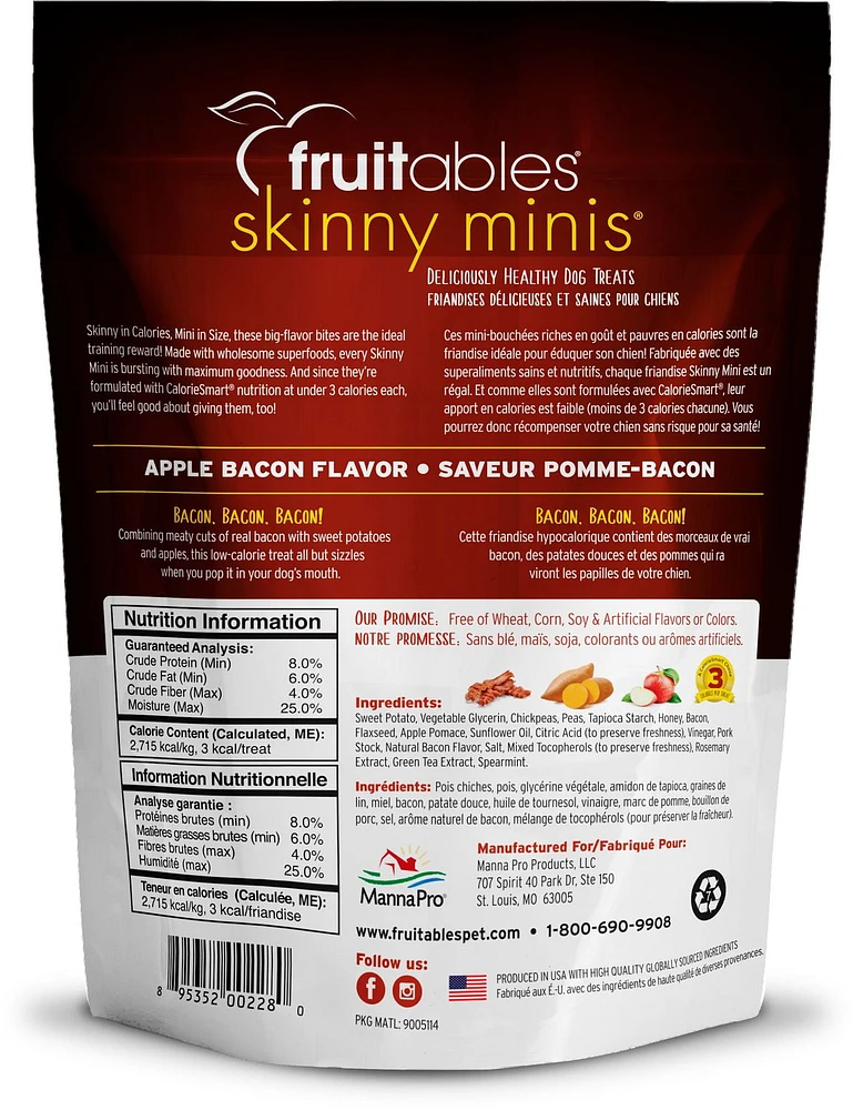 Fruitables Skinny Minis Apple Bacon Soft Dog Treats, 142 g