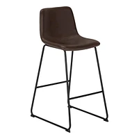 Monarch Specialties Office Chair, Bar Height, Standing, Computer Desk, Work, Pu Leather Look, Metal, Brown, Black, Contemporary, Modern