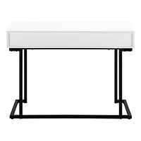 Monarch Specialties Computer Desk, Home Office, Laptop, Storage Drawers, 42"l, Work, Metal, Laminate, Glossy White, Black, Contemporary, Modern