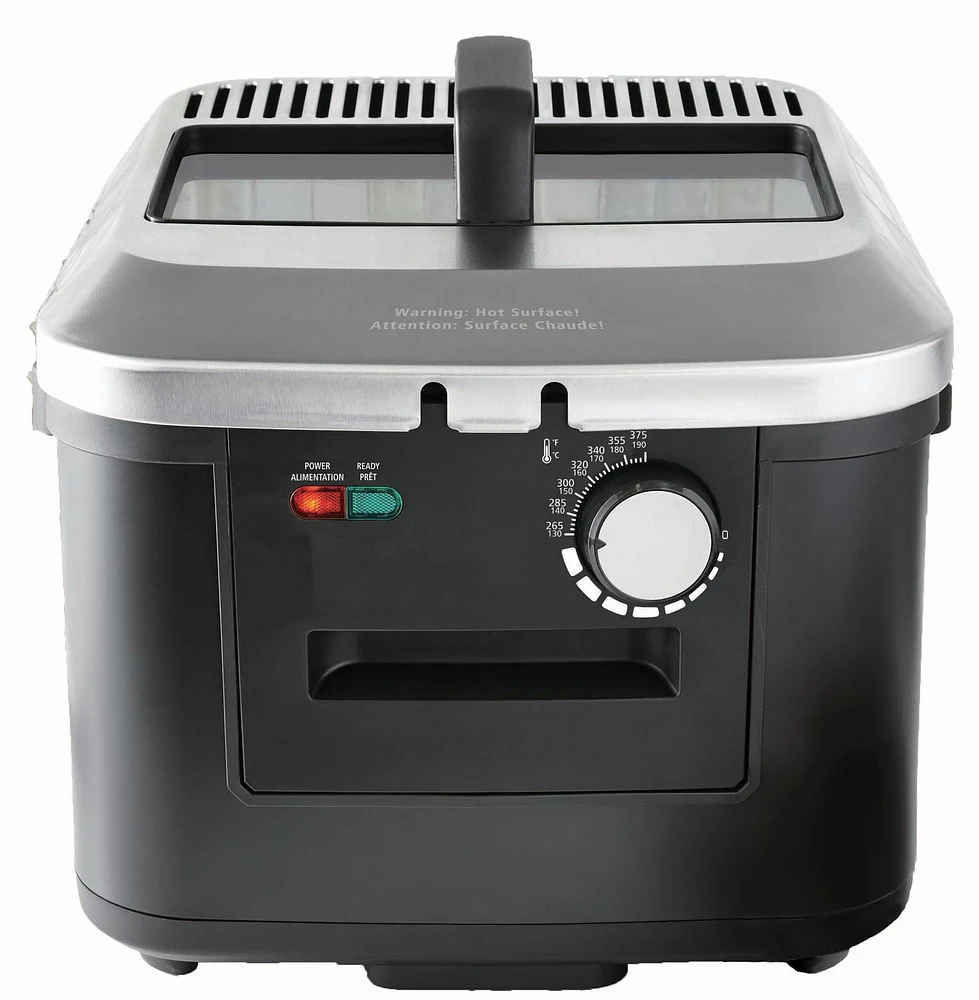 Mainstays 4L Deep Fryer, Stainless Steel Lid, Electric, New MS-202398CN, Black Matte