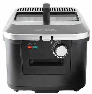 Mainstays 4L Deep Fryer, Stainless Steel Lid, Electric, New MS-202398CN, Black Matte