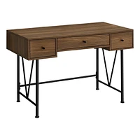 Monarch Specialties Computer Desk, Home Office, Laptop, Storage Drawers, 48"l, Work, Metal, Laminate, Walnut, Black, Transitional