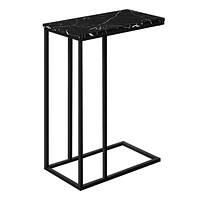 Monarch Specialties Accent Table, C-shaped, End, Side, Snack, Living Room, Bedroom, Metal, Laminate, Black Marble Look, Contemporary, Modern