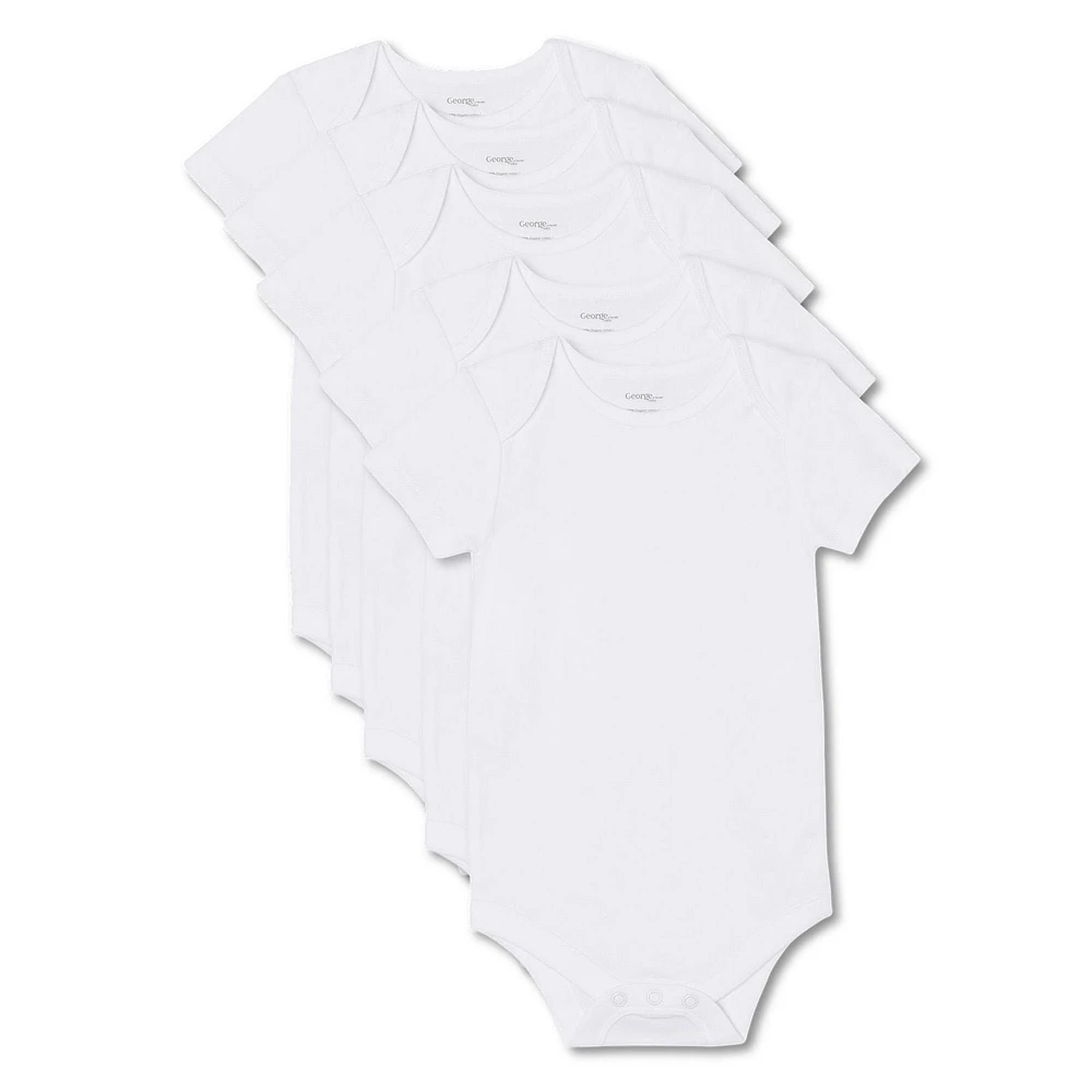 Lot de 5 cache-couches à manches courtes George unisexe pour nourrissons Tailles 0-24 mois