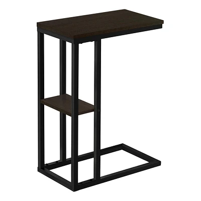 Monarch Specialties Accent Table, C-shaped, End, Side, Snack, Living Room, Bedroom, Metal, Laminate, Brown, Black, Contemporary, Modern