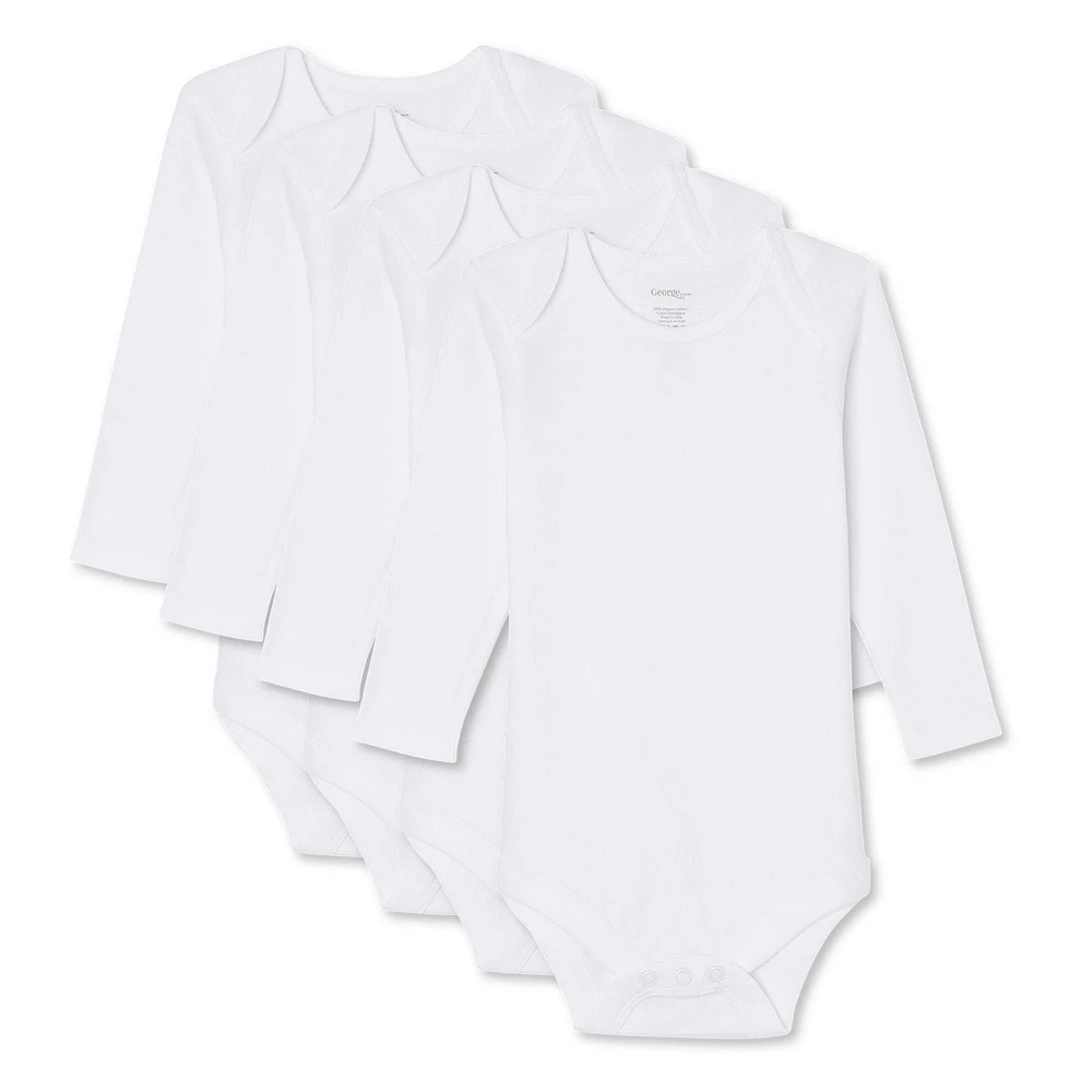 Lot de 4 cache-couches à manches longues George unisexe pour nourrissons Tailles 0-24 mois
