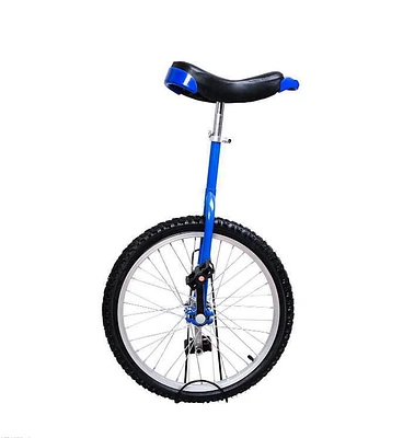 Soozier 20 Inch Unicycle Wheel Free Stand Chrome Uni-bicycle Cycling Exercise Blue