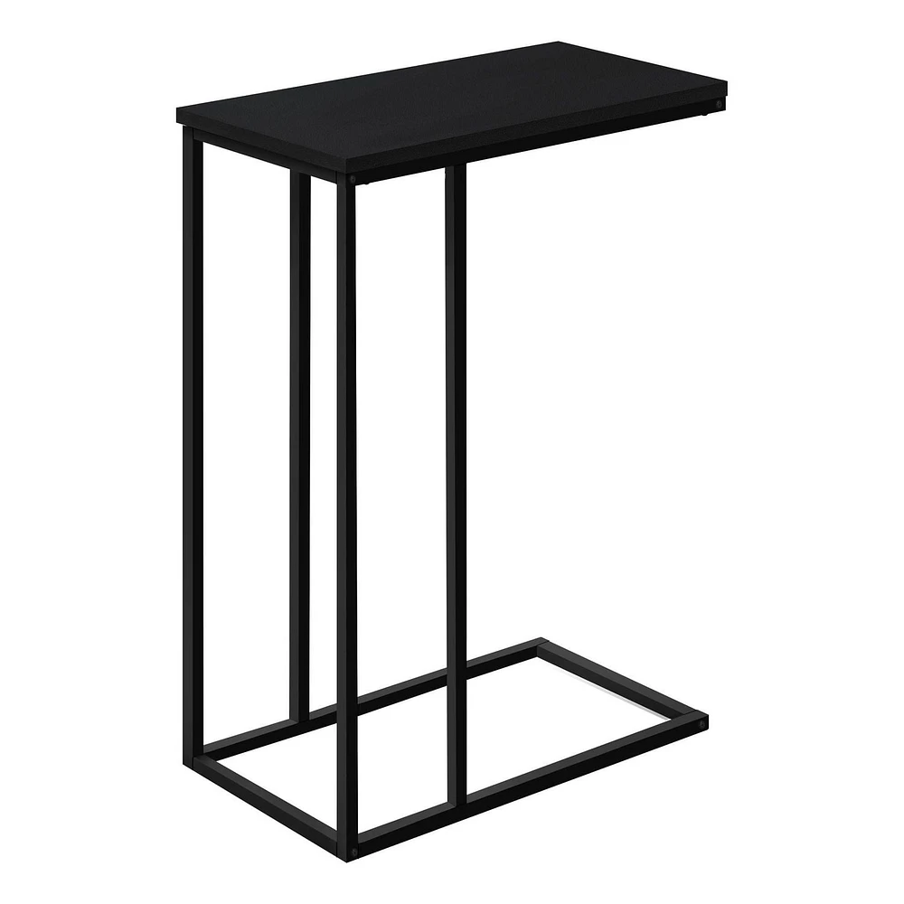 Monarch Specialties Accent Table, C-shaped, End, Side, Snack, Living Room, Bedroom, Metal, Laminate, Black, Contemporary