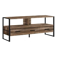 Monarch Specialties Tv Stand, 48 Inch, Console, Media Entertainment Center, Storage Drawers, Living Room, Bedroom, Laminate, Metal, Brown, Black, Contemporary, Modern