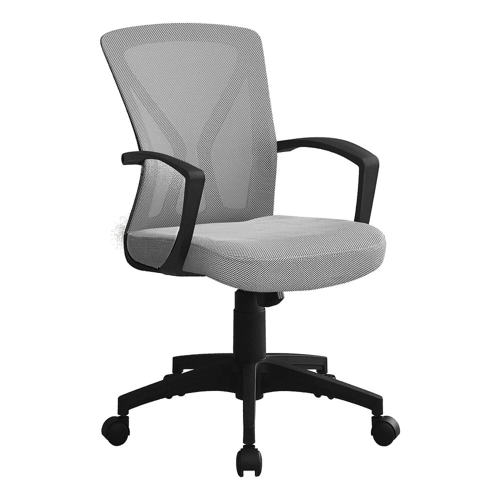 Monarch Specialties Office Chair, Adjustable Height, Swivel, Ergonomic, Armrests, Computer Desk, Work, Metal, Fabric, Grey, Black, Contemporary, Modern