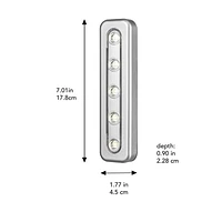 Silver 7" LED 2-Pack Battery Operated Manual On/Off Switch Task Bar Night Light, Batteries Sold Separately