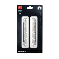 Silver 7" LED 2-Pack Battery Operated Manual On/Off Switch Task Bar Night Light, Batteries Sold Separately