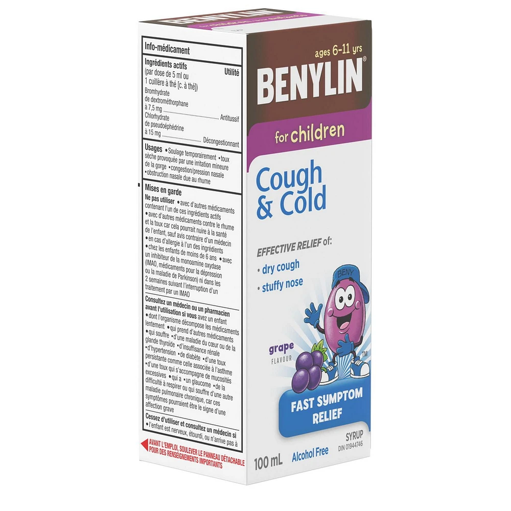 Benylin Children's Medicine, Cough & Cold Syrup, Grape, 100 mL, 100 mL