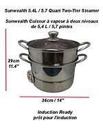 Sunwealth 5.7 quarts induction two-tierstainless steel steamer with glass lid., 5.7 quart/Induction/Lid