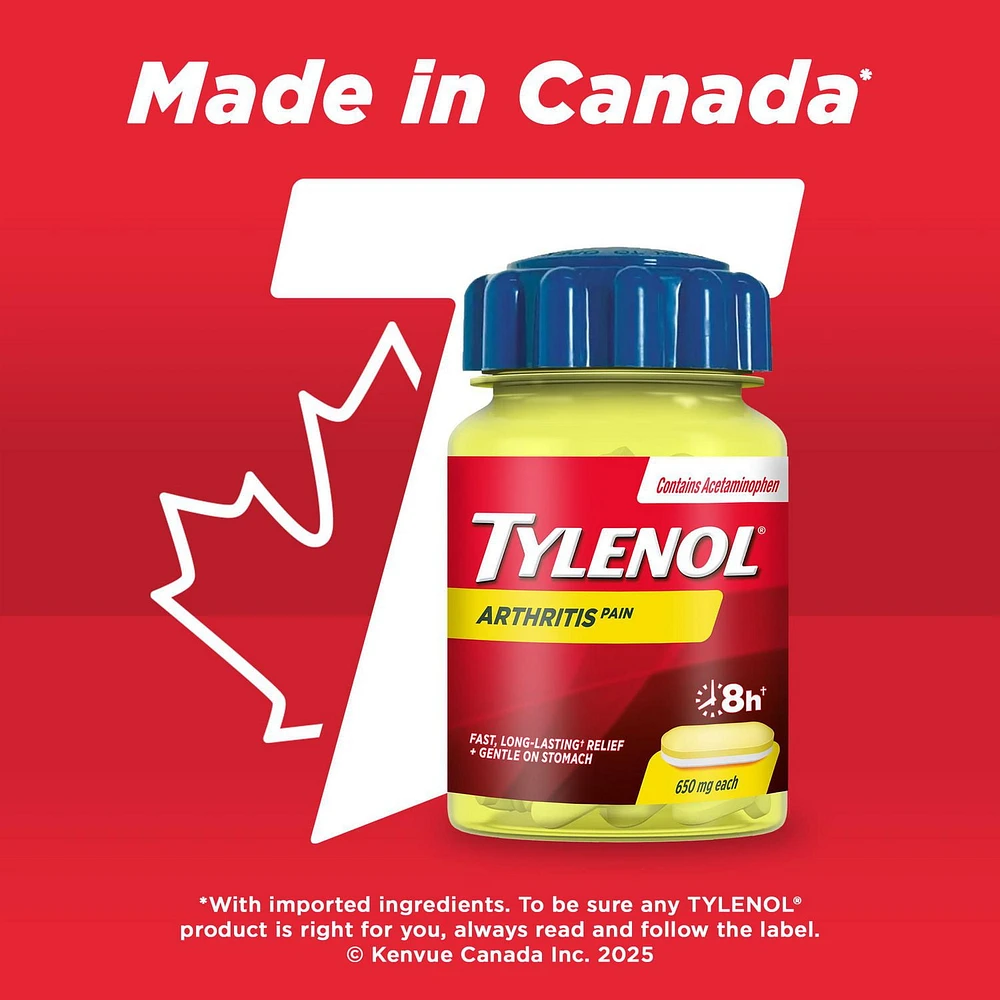 Tylenol Douleurs arthritiques Acétaminophène à 650 mg en caplets, Format écono 200 + 15 caplets