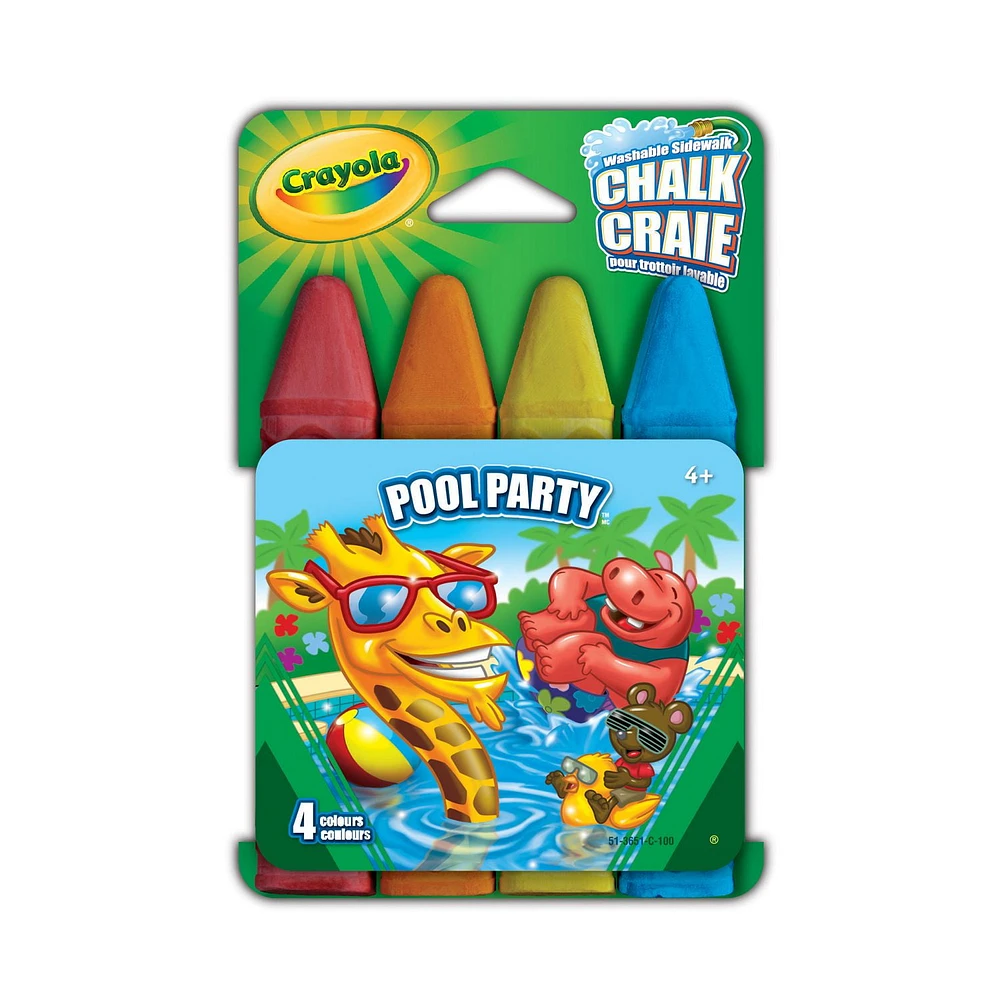 Crayola Washable Sidewalk Chalk 4 Ct, Pool Party