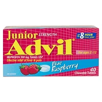 Junior Strength Advil Chewable Tablets Blue Raspberry <br>40s, 40 count