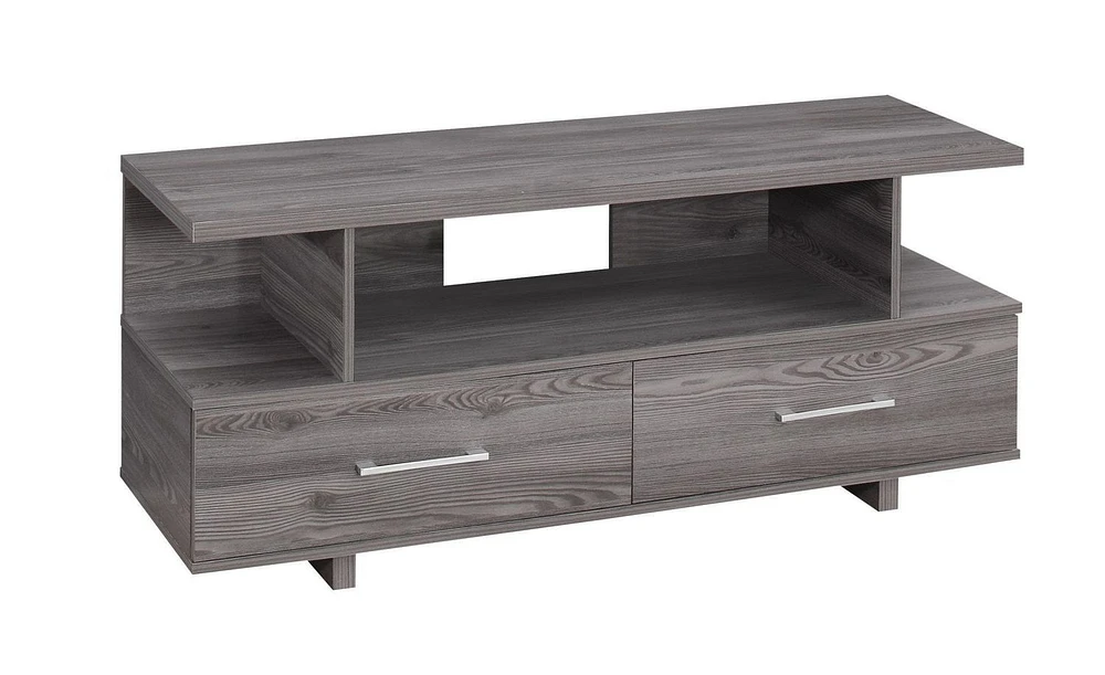 Monarch Specialties Tv Stand, 48 Inch, Console, Media Entertainment Center, Storage Cabinet, Living Room, Bedroom, Laminate, Grey, Contemporary, Modern