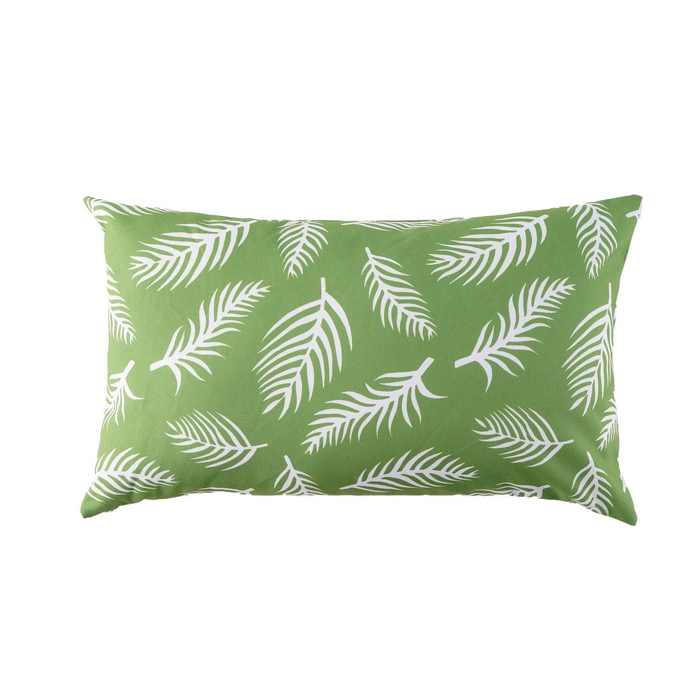 Outdoor Lumbar Cushion 12x20in - Green Leaves