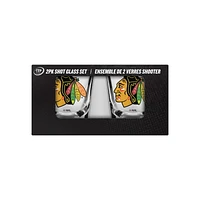 OFFICIALLY LICENSED NHL 2-PACK SHOT GLASS SET CHICAGO BLACKHAWKS