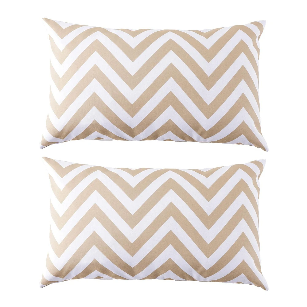 Outdoor Lumbar Cushion 12x20in - Ivory ZigZag Cabana (2 Pack)