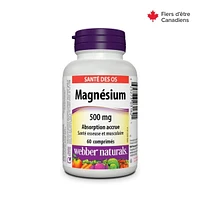 Webber Naturals Magnésium, Absorption accrue, 500 mg 60 comprimés
