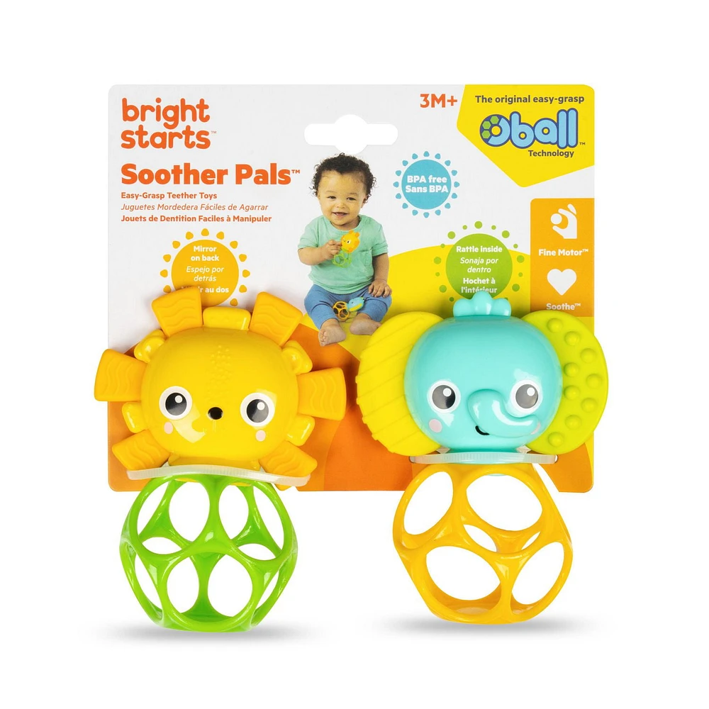 Bright Starts Oball Soother Pals Easy-Grasp Teether Toys, 2pk, 3 - 36 months