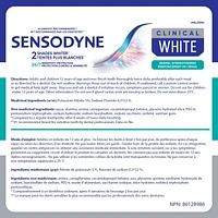 Sensodyne Clinical White, Renforcement de l'émail, Dentifrice quotidien 75mL