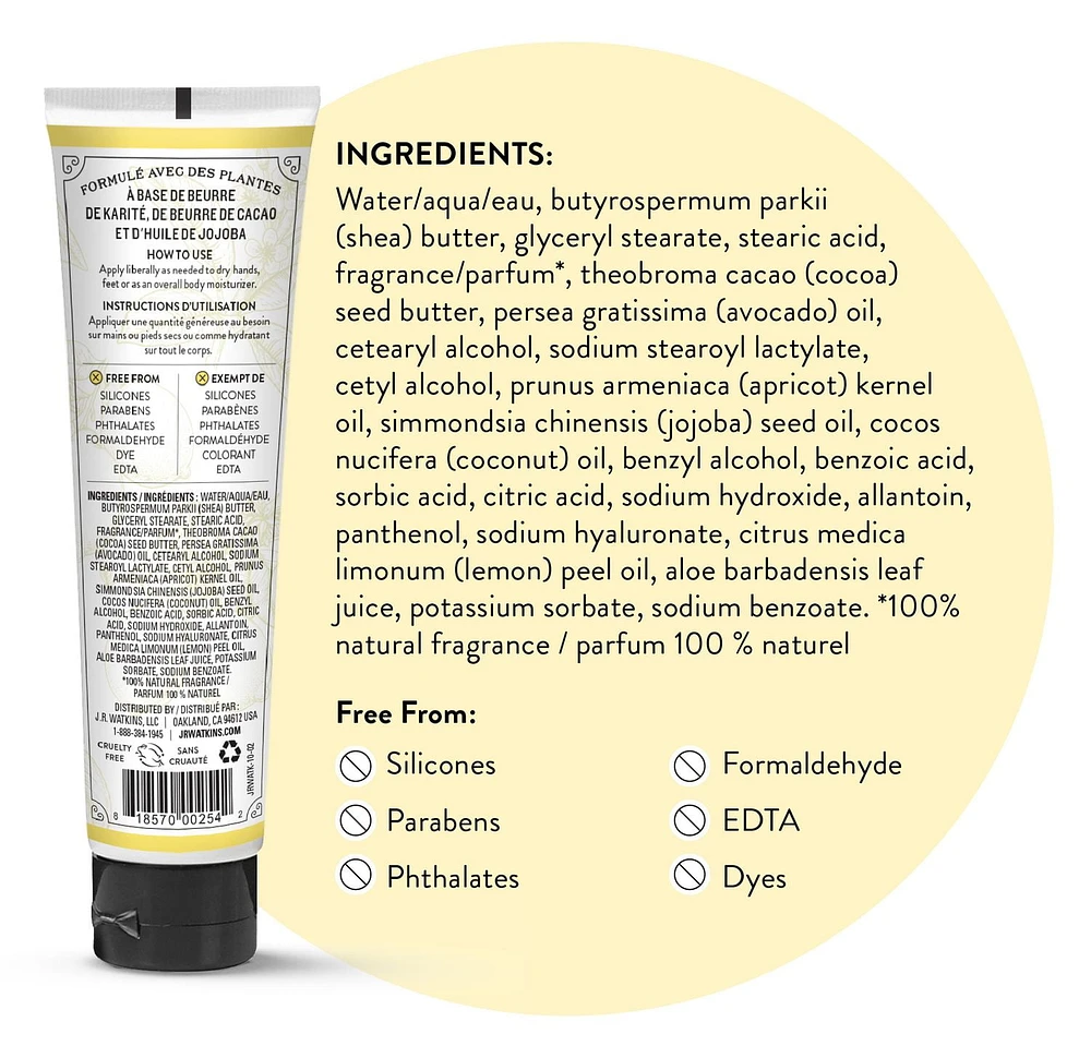 J.R Watkins Lemon Cream Shea Butter Hand Cream