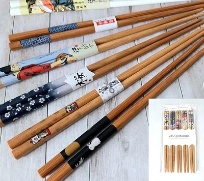 Sunwealth Bamboo Chopsticks, Natural Bamboo Chopsticks (5 Pairs)