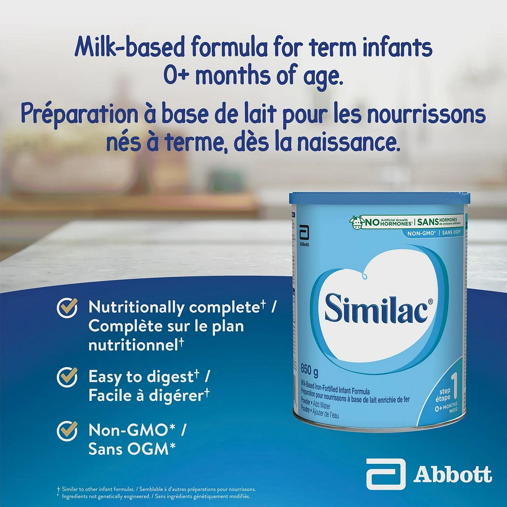 Similac Step 1 Non-GMO Baby Formula Powder, Newborn Formula, 0+ Months, 850 grams, 850 g