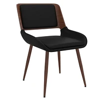 Mid-Century Modern Faux Leather and Wood Dining Chair - Black and Walnut