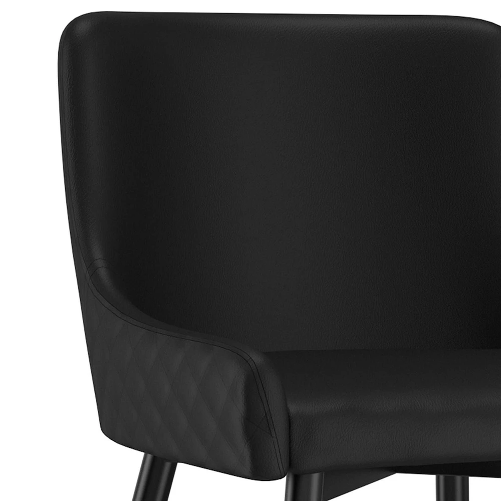 Set of 2 Modern Faux Leather and Metal Side Chair in Black