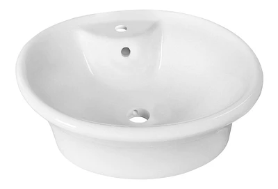 American Imaginations -in. W Above Counter White Bathroom Vessel Sink For 1 Hole Center Drilling AI