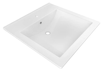 American Imaginations 20.25-in. W Semi-Recessed White Bathroom Vessel Sink For 3H8-in. Center Drilling AI-11038