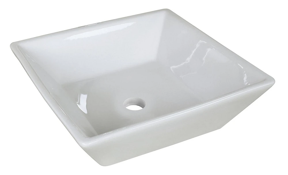 American Imaginations -in. W Above Counter White Bathroom Vessel Sink For 3H4-in. Center Drilling AI