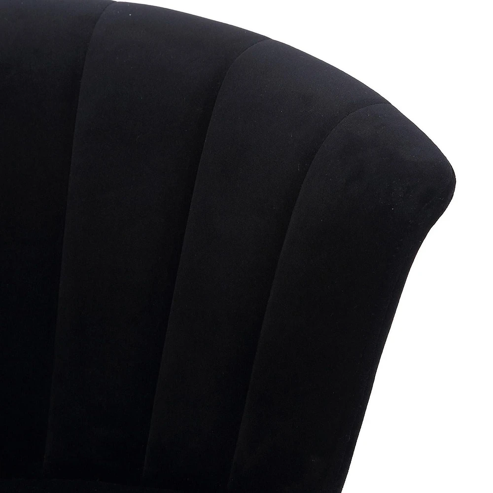 Modern Velvet and Wood 26" Counter Stool in Black