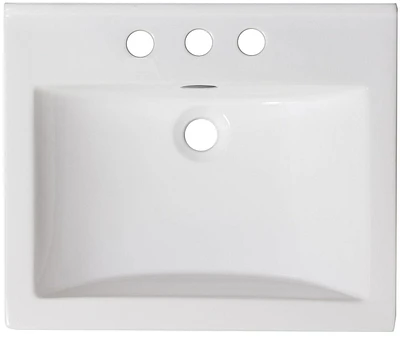 American Imaginations -in. W Wall Mount White Bathroom Vessel Sink For 1 Hole Center Drilling AI